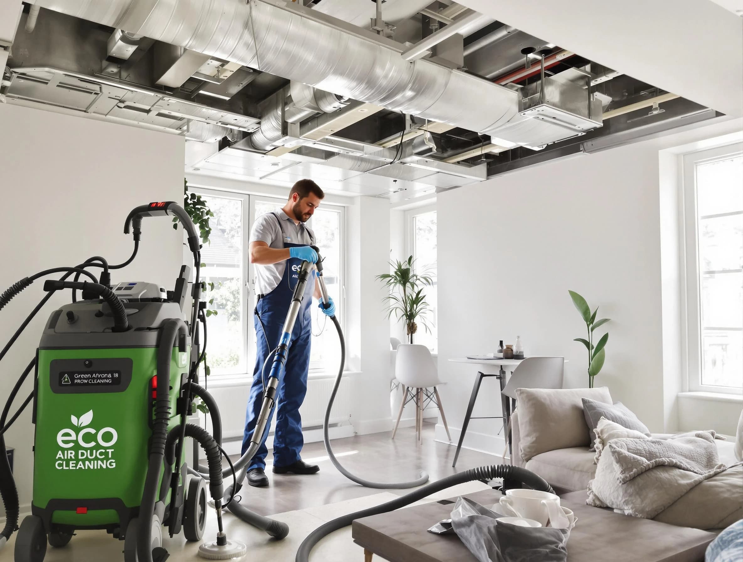 Menifee Air Duct Cleaning technician performing eco-friendly duct cleaning using sustainable methods in Menifee