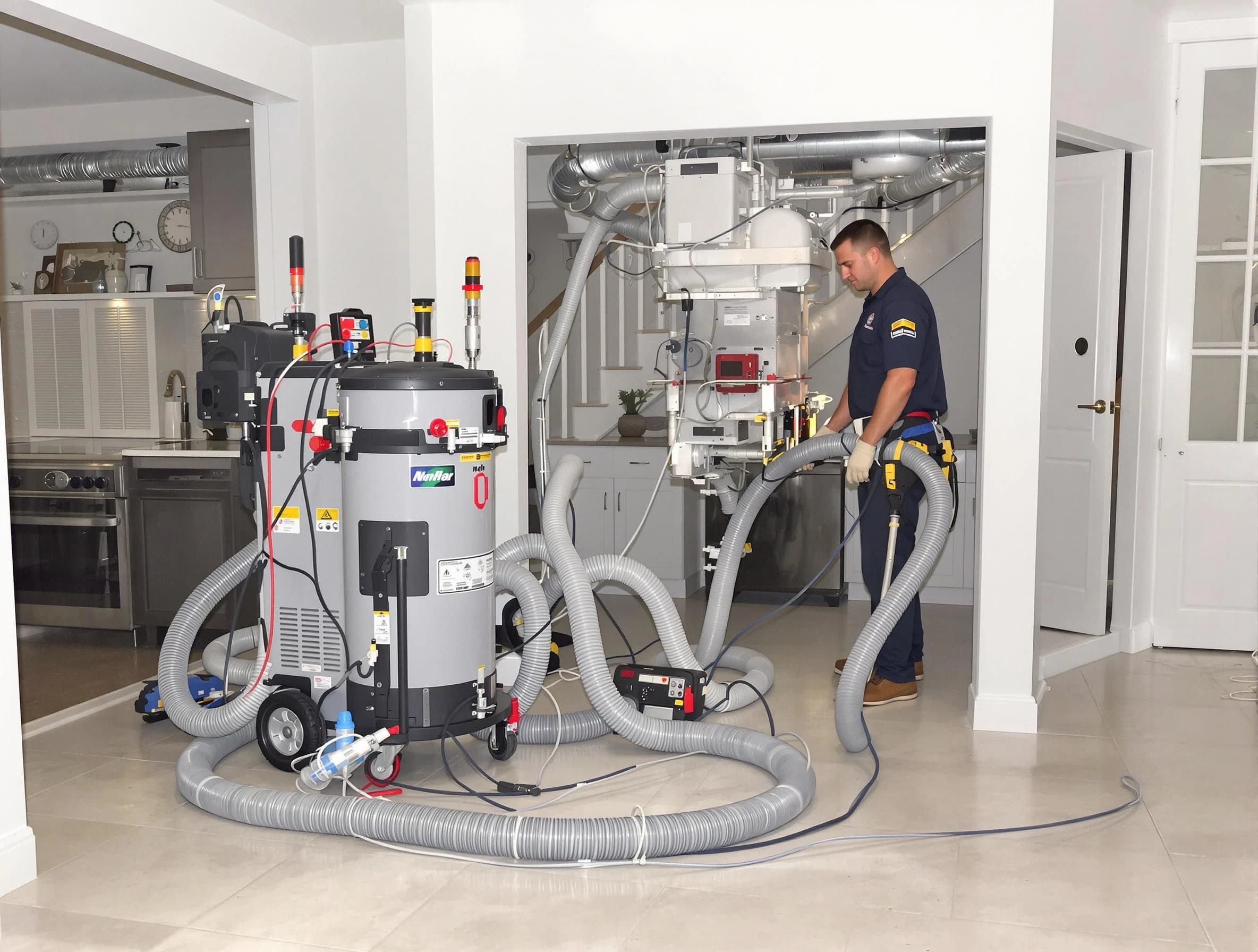 Menifee Air Duct Cleaning technician operating negative pressure cleaning equipment for thorough duct maintenance in Menifee